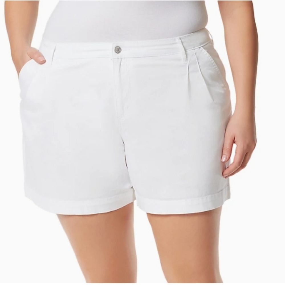 Gloria Vanderbilt Plus Size 22W Generation Pleated Shorts New‎ White